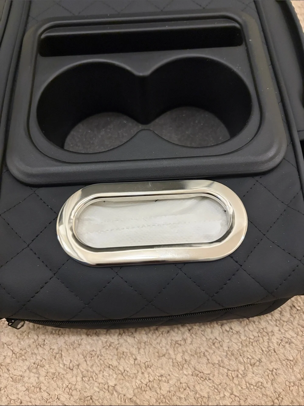 Black Quilted VR/AR Headset Accessory Console Organizer